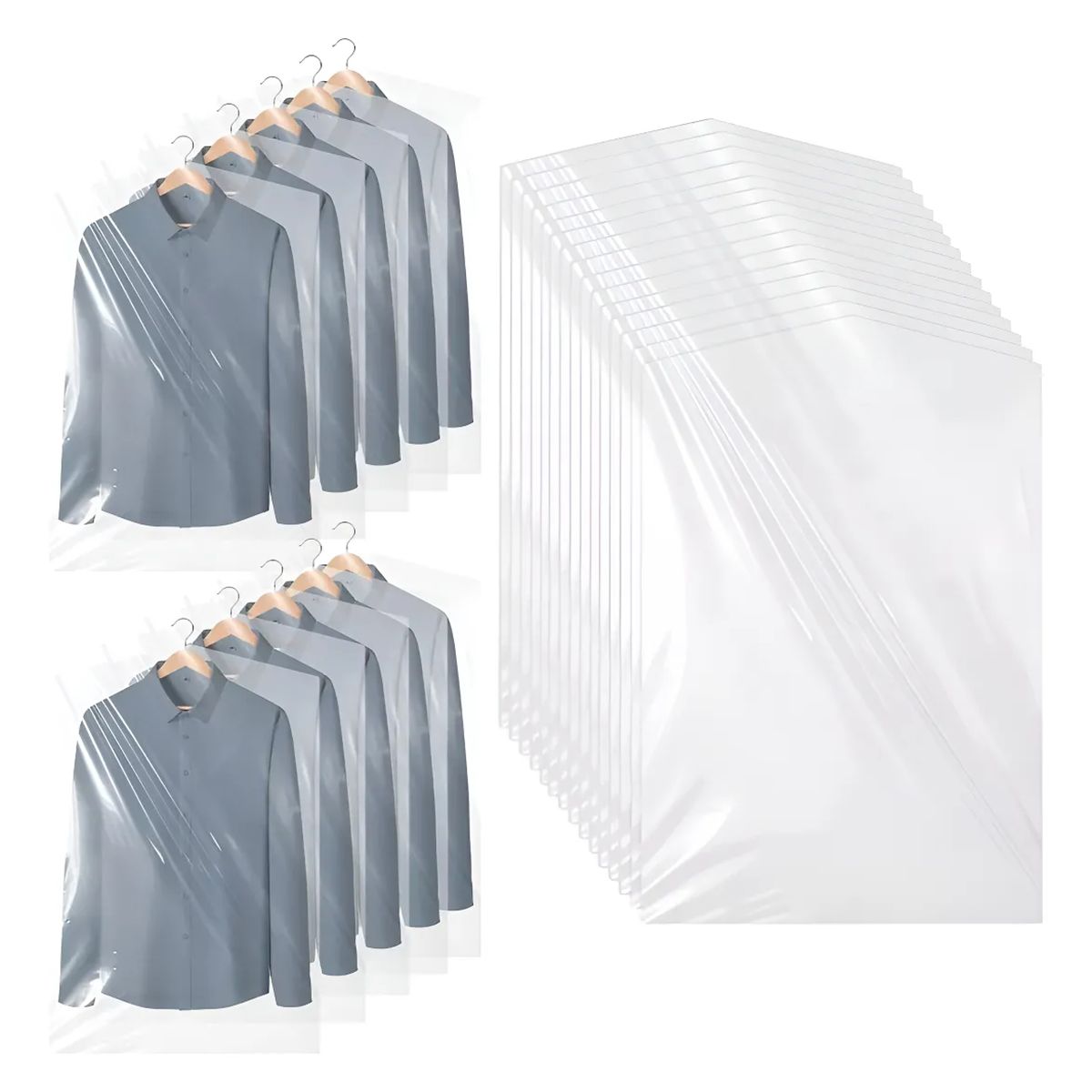 GENERICO - 100 Bolsas Transparentes Fundas Para Ropa Trajes 60x90cm Transparente