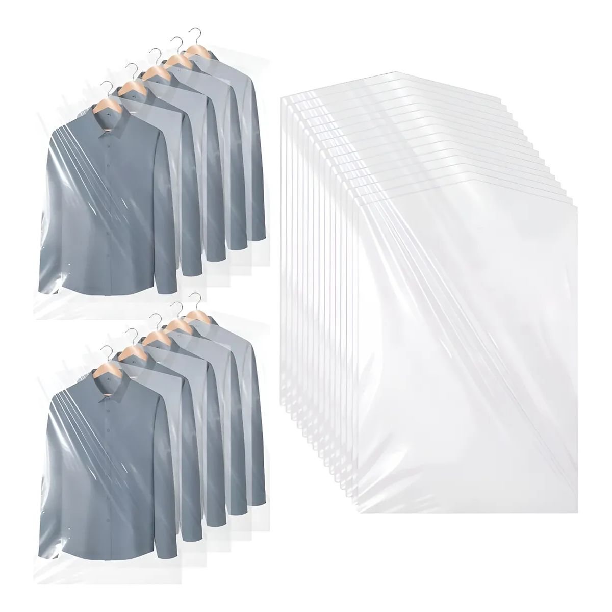 GENERICO - 100 Bolsas Transparentes Fundas Para Ropa Trajes 60x90cm Transparente