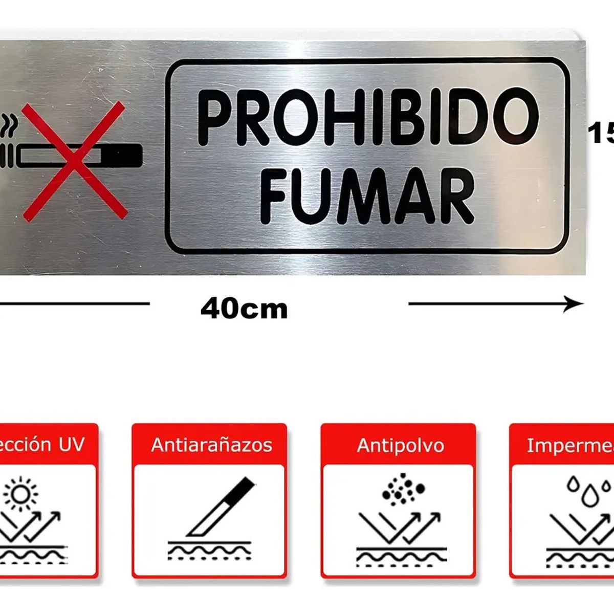 GENERICO - Señalética De Prohibido Fumar Para Estación De Servicio 40x15cm