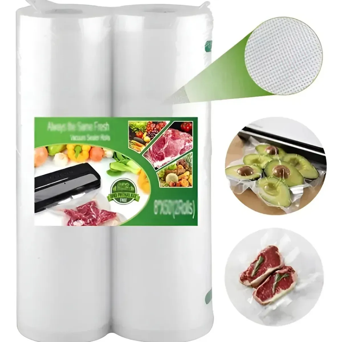 GENERICO - 2 Rollo Bolsa Sellado al Vacio 20 cm X 15 mt