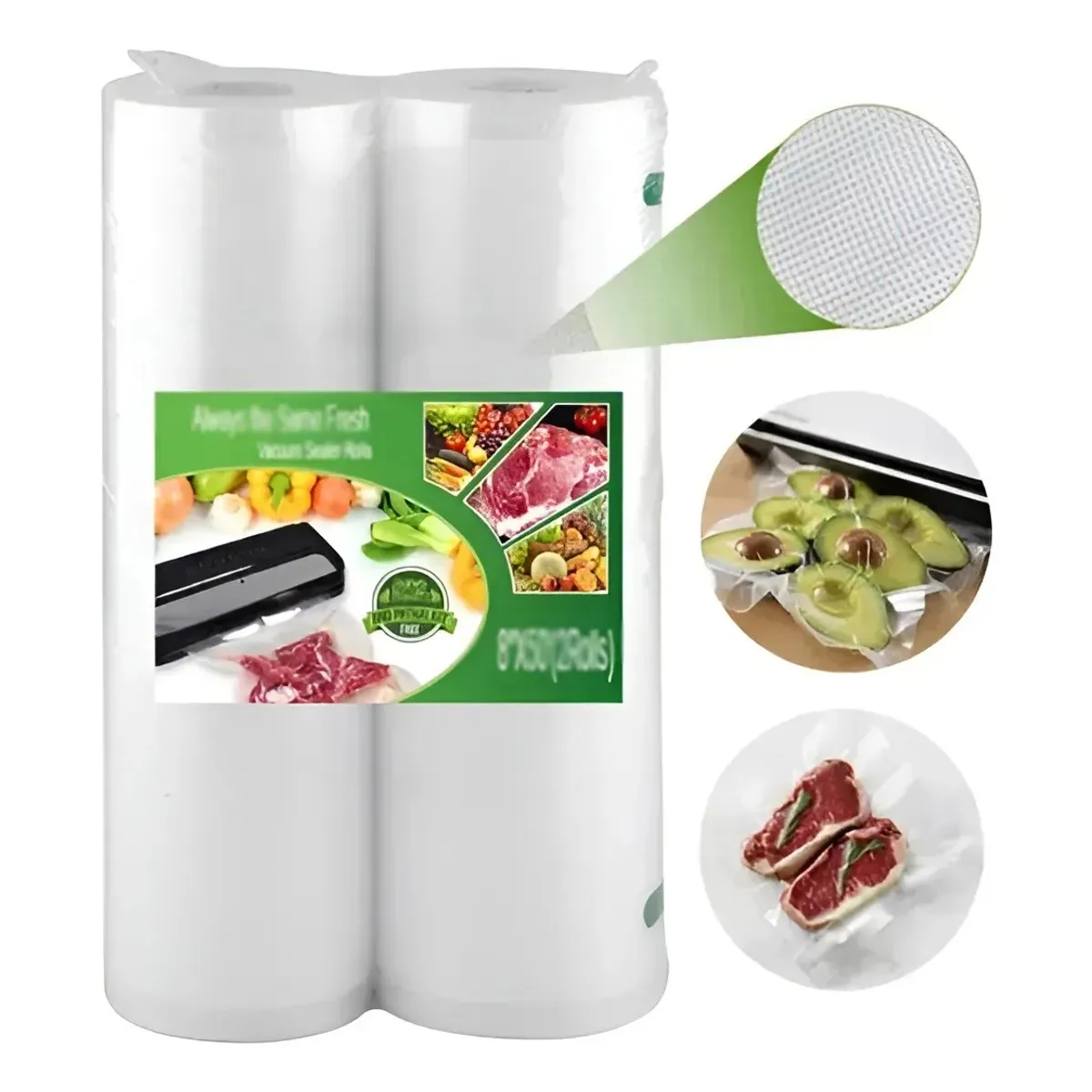 GENERICO - 2 Rollo Bolsa Sellado al Vacio 20 cm X 15 mt