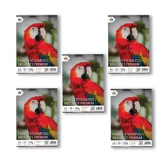 MALIK - Pack x5 Papel Foto A3 180g - 250 Hojas Brillo Especial Inkjet