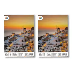MALIK - 100 Hojas Papel Foto A3+ 260gsm - Pack Doble Extra Rígido