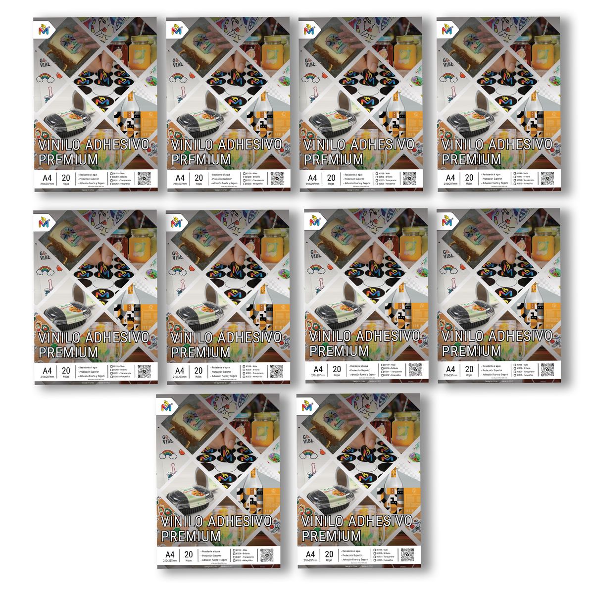 MALIK - Combo 10 Papel Holográfico Rainbow - 200 Hojas Stickers de Lujo