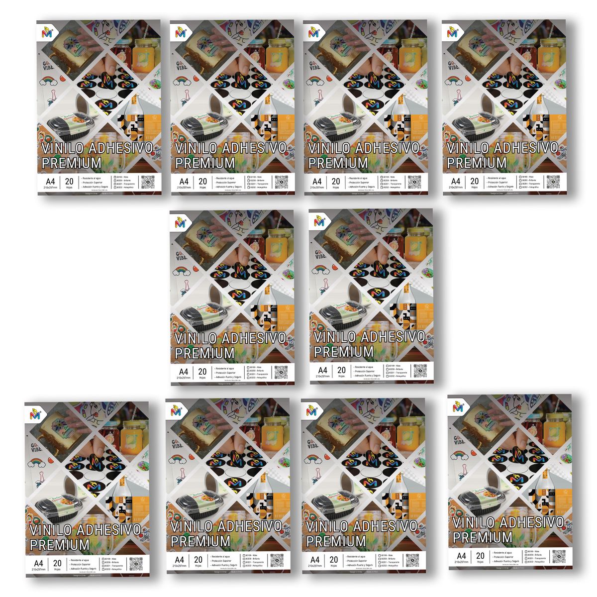 MALIK - Pack 10 Papel Foto Holográfico A4 - 200 Hojas Brillo Multicolore