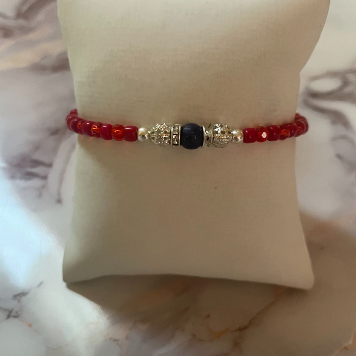 GENERICO - Pulsera Arcángel Miguel Protección Roja con Lapislázuli