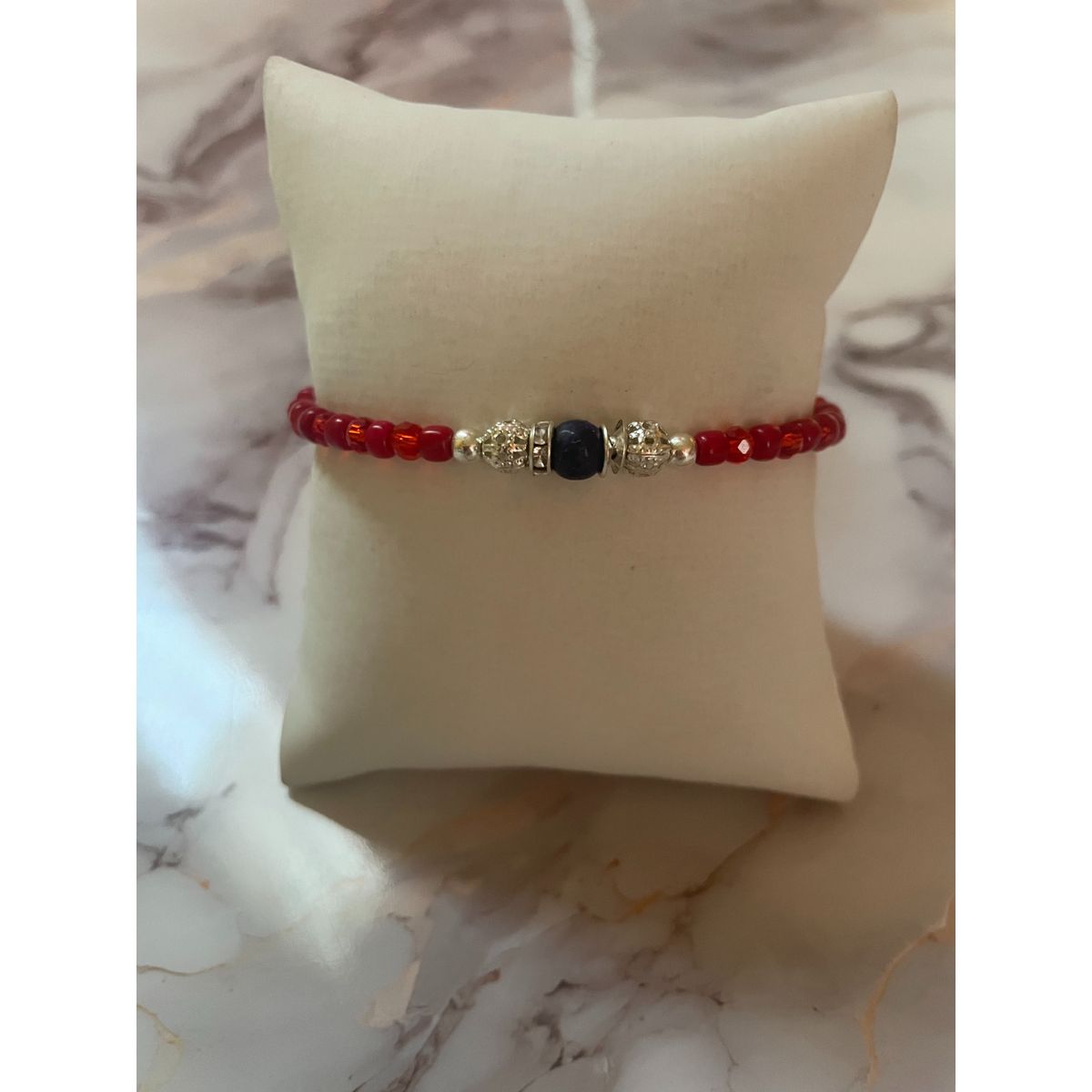 GENERICO - Pulsera Arcángel Miguel Protección Roja con Lapislázuli