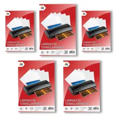MALIK - 5x Láminas para Plastificar A4 - 250 Hojas 125um Súper Cristal