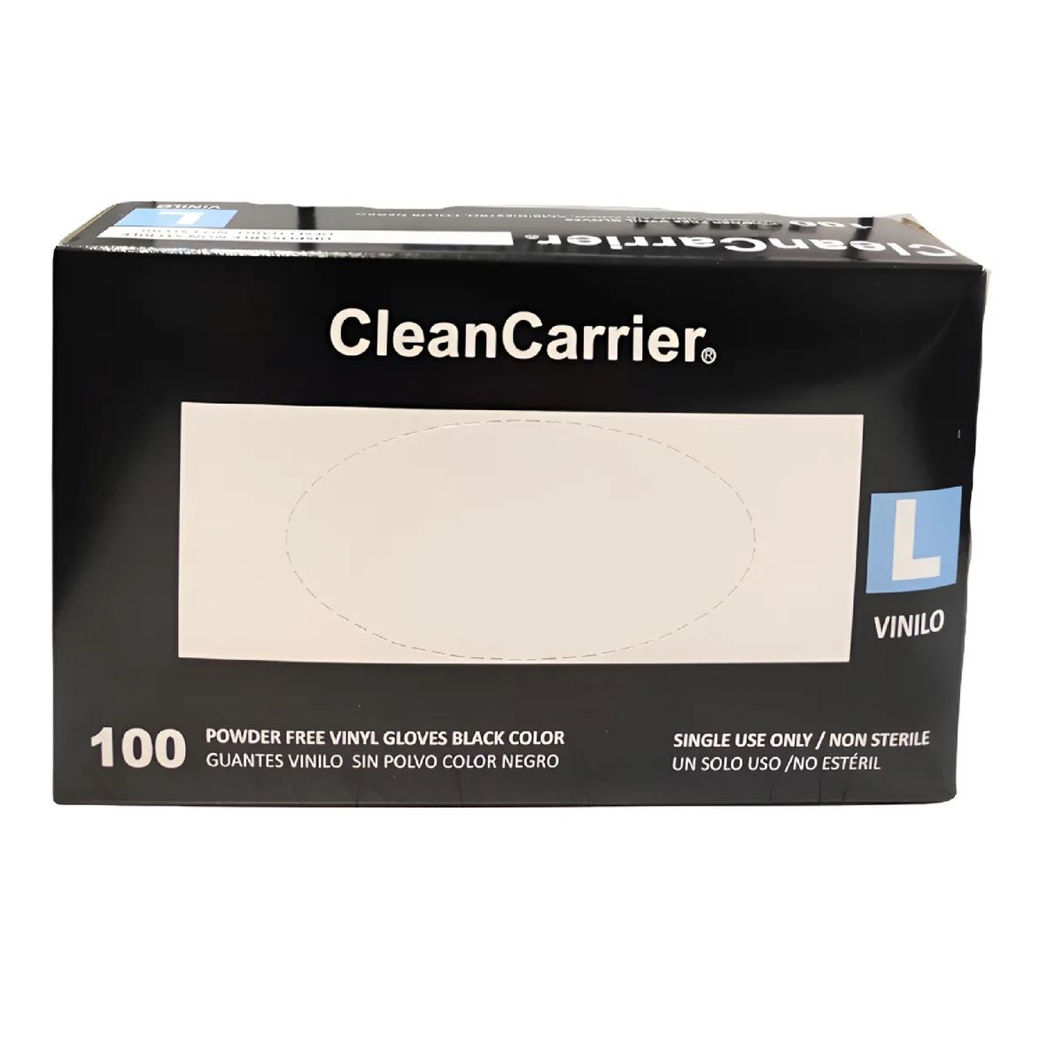 CLEANCARRIER - Guantes Vinilo Negro Sin Polvo 100uds Estilo Y Bioseguridad Talla L