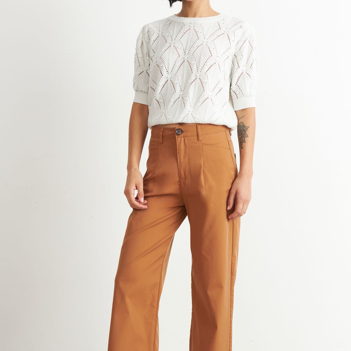 NICOPOLY - Jeans Corte Recto Khaki Nicopoly