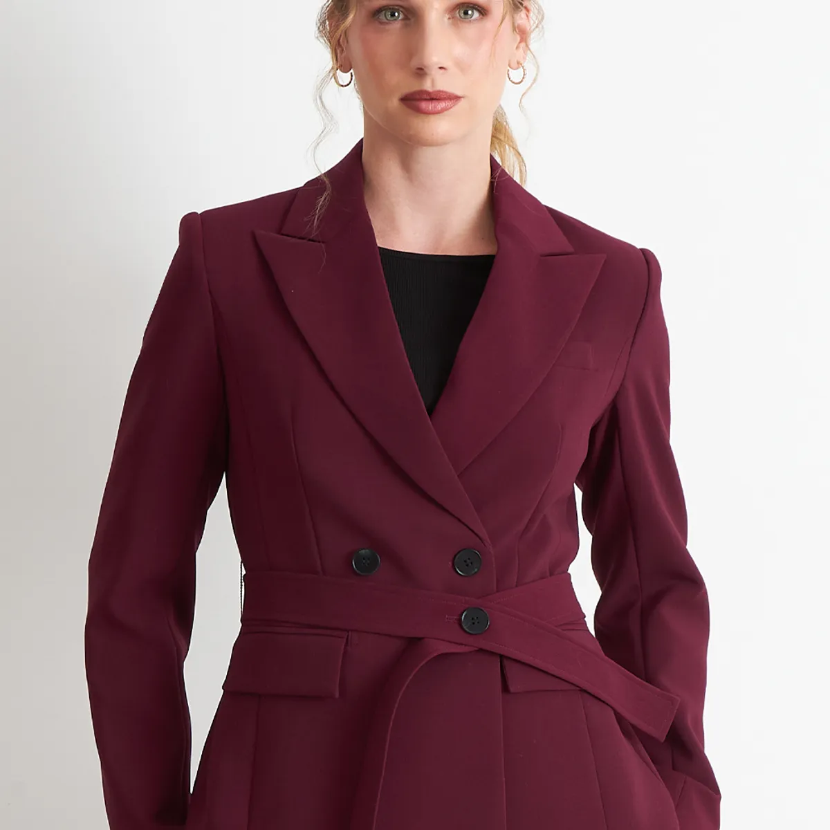 NICOPOLY - Blazer Cinturón Burdeo Nicopoly