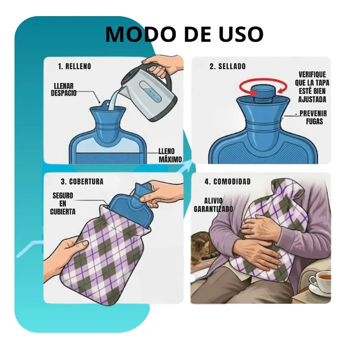 GENERICO - Guatero O Bolsa Para Agua Caliente 2 L Con Funda Certificada