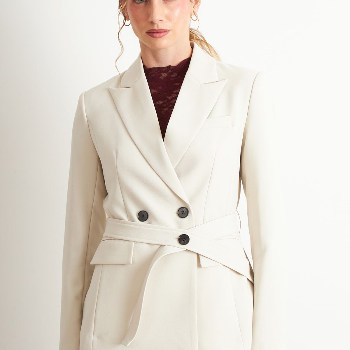 NICOPOLY - Blazer Cinturón Blanco Nicopoly