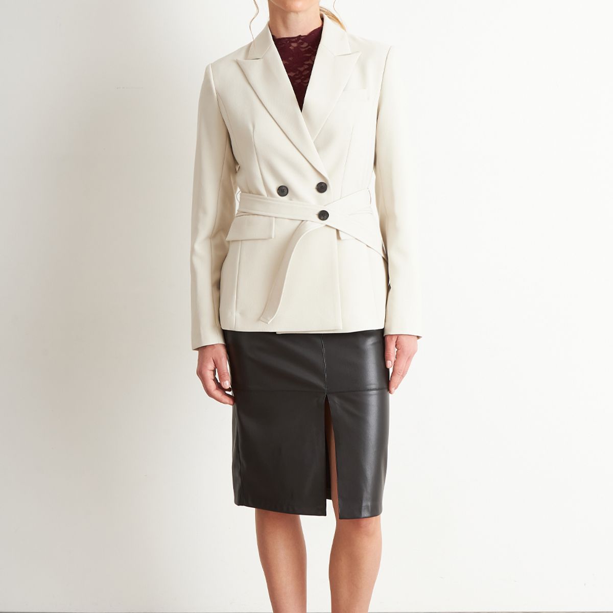 NICOPOLY - Blazer Cinturón Blanco Nicopoly