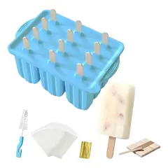 MUNDO MAGIA - Molde Silicona De Helados Paleta + Accesorios De Preparación Celeste