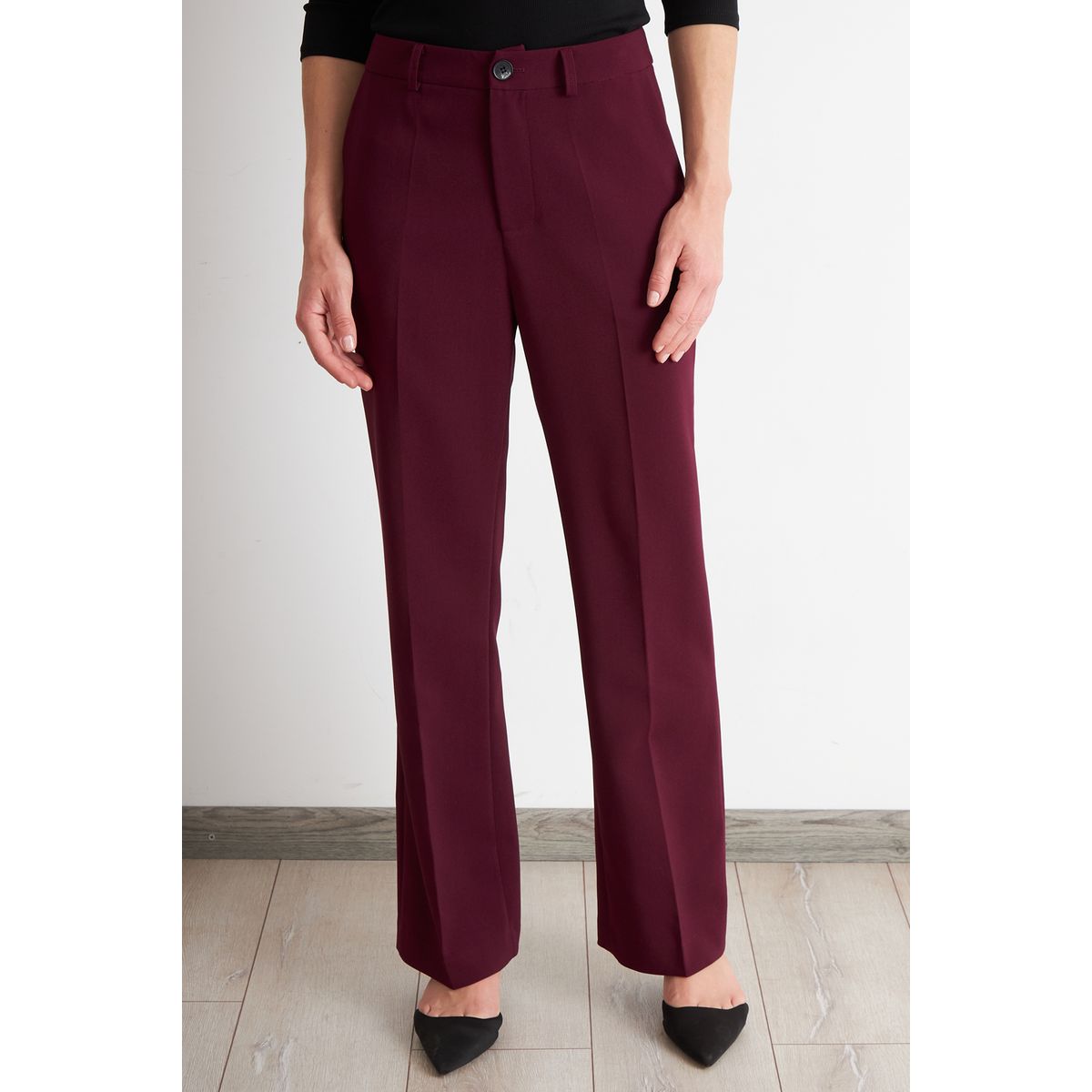 NICOPOLY - Pantalón  Recto Burdeo Nicopoly