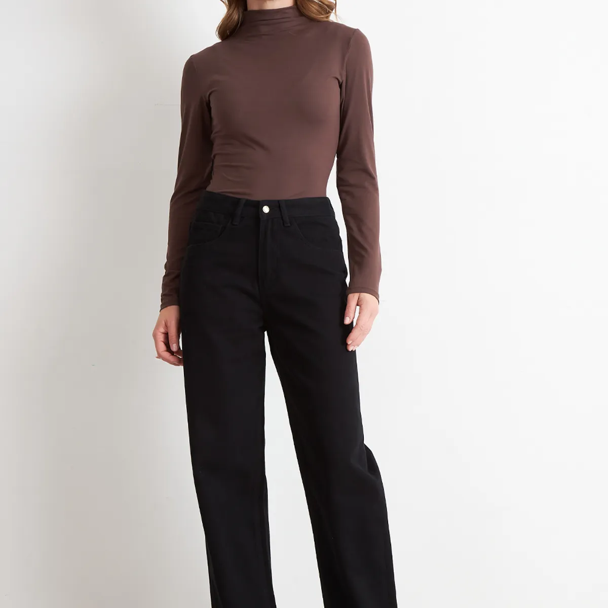 NICOPOLY - Jeans Rectos Tiro Alto Negro	 Nicopoly