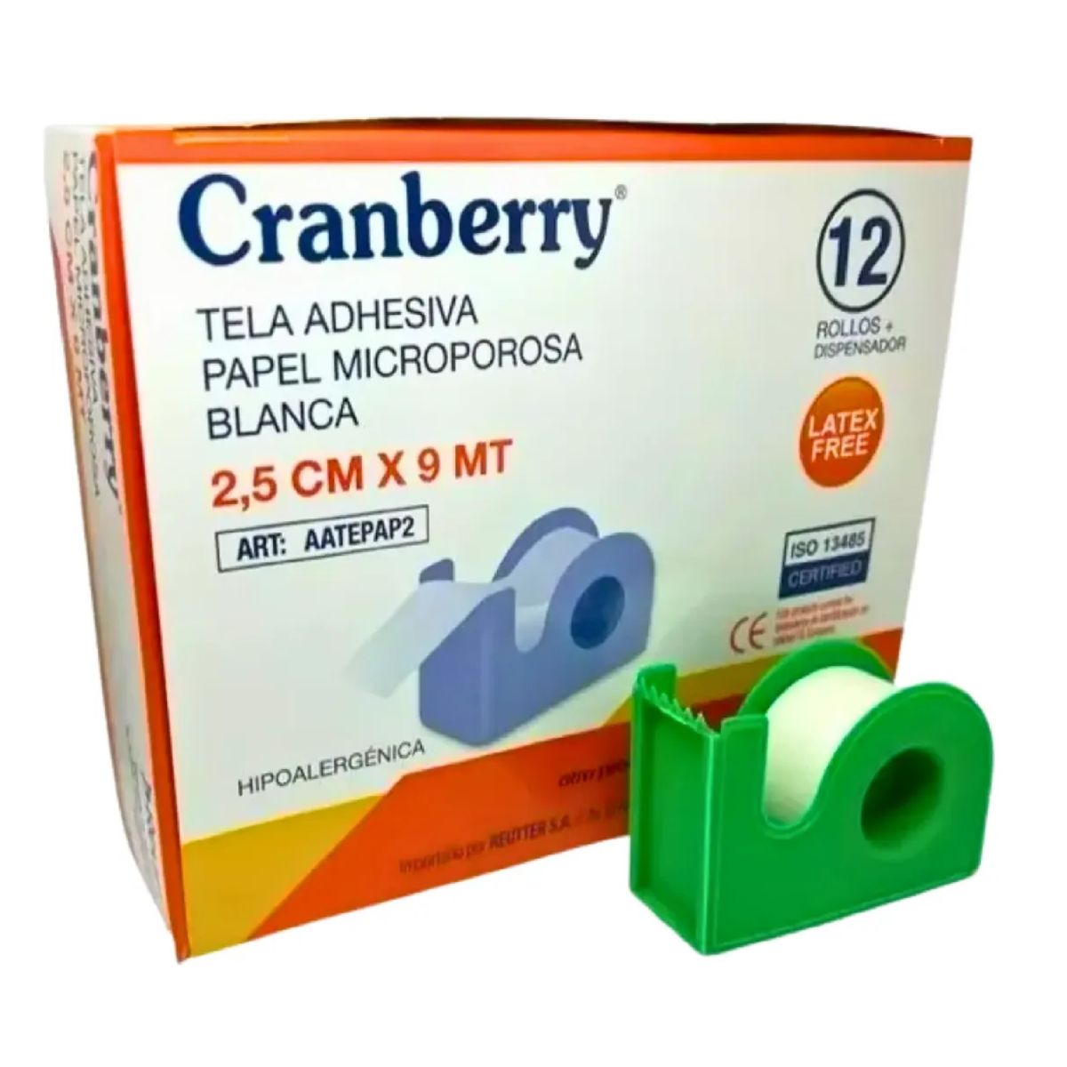 CRANBERRY - Tela Adhesiva Microporosa 2,5cm Con Dispensador Pack X12