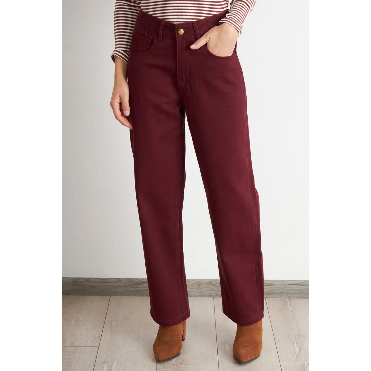 NICOPOLY - Jeans Rectos Tiro Alto Óxido Nicopoly