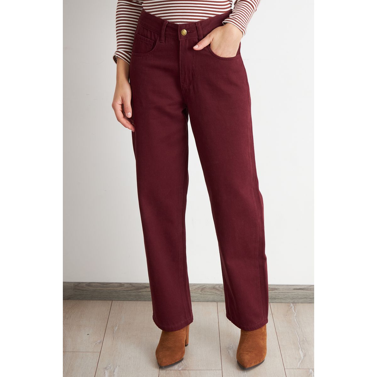 NICOPOLY - Jeans Rectos Tiro Alto Óxido Nicopoly