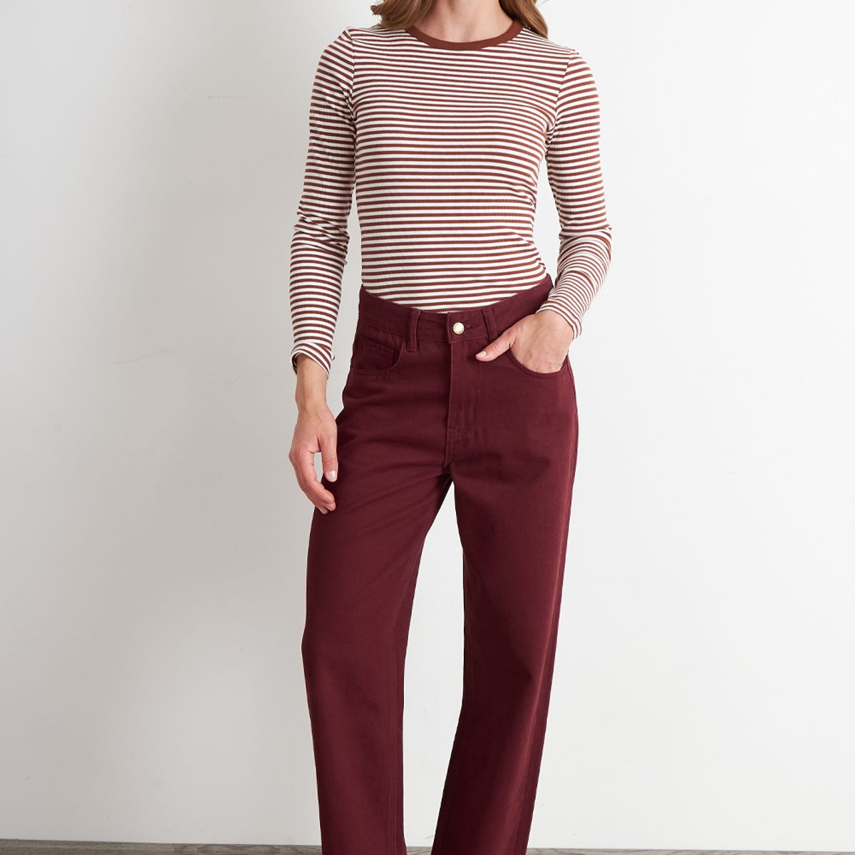 NICOPOLY - Jeans Rectos Tiro Alto Óxido Nicopoly