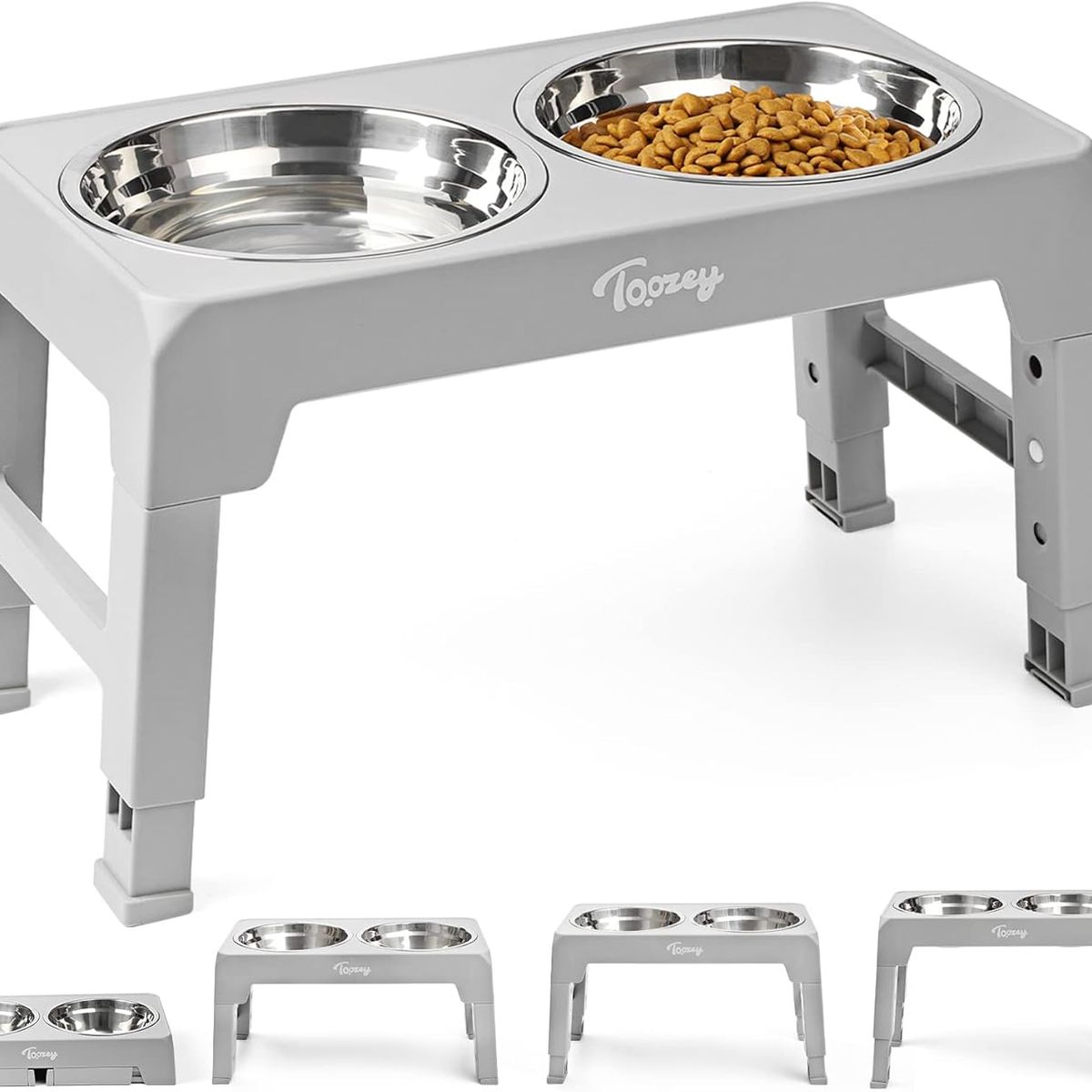 GENERICO - Comedero mascota elevado  4 alturas 1.2lts GRIS