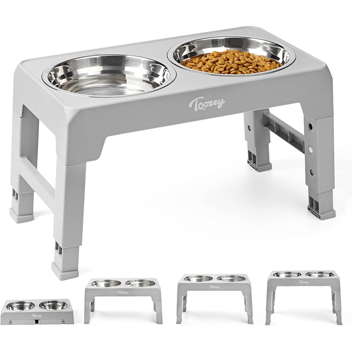 GENERICO - Comedero mascota elevado  4 alturas 1.2lts GRIS