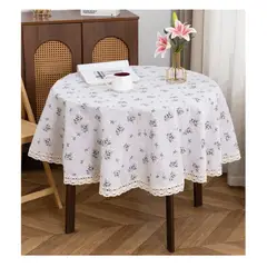 ALMA & DECO - Mantel Redondo Mod. Broderie Silvestre 140 cm. Diámetro Grueso