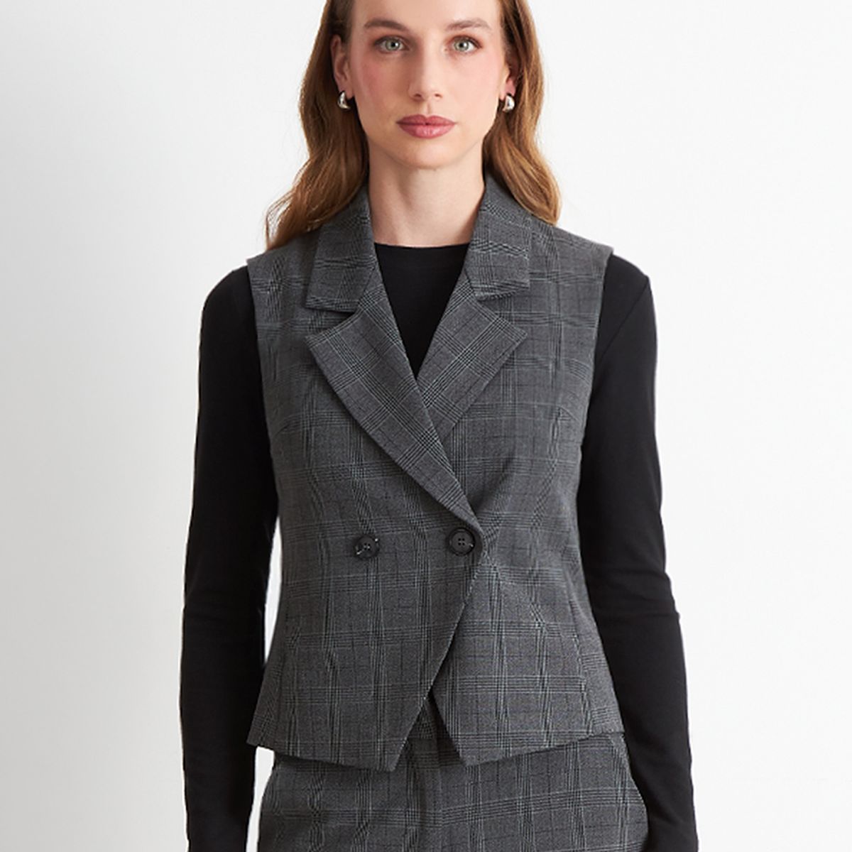 NICOPOLY - Blazer Cruzado sin Mangas Gris Nicopoly