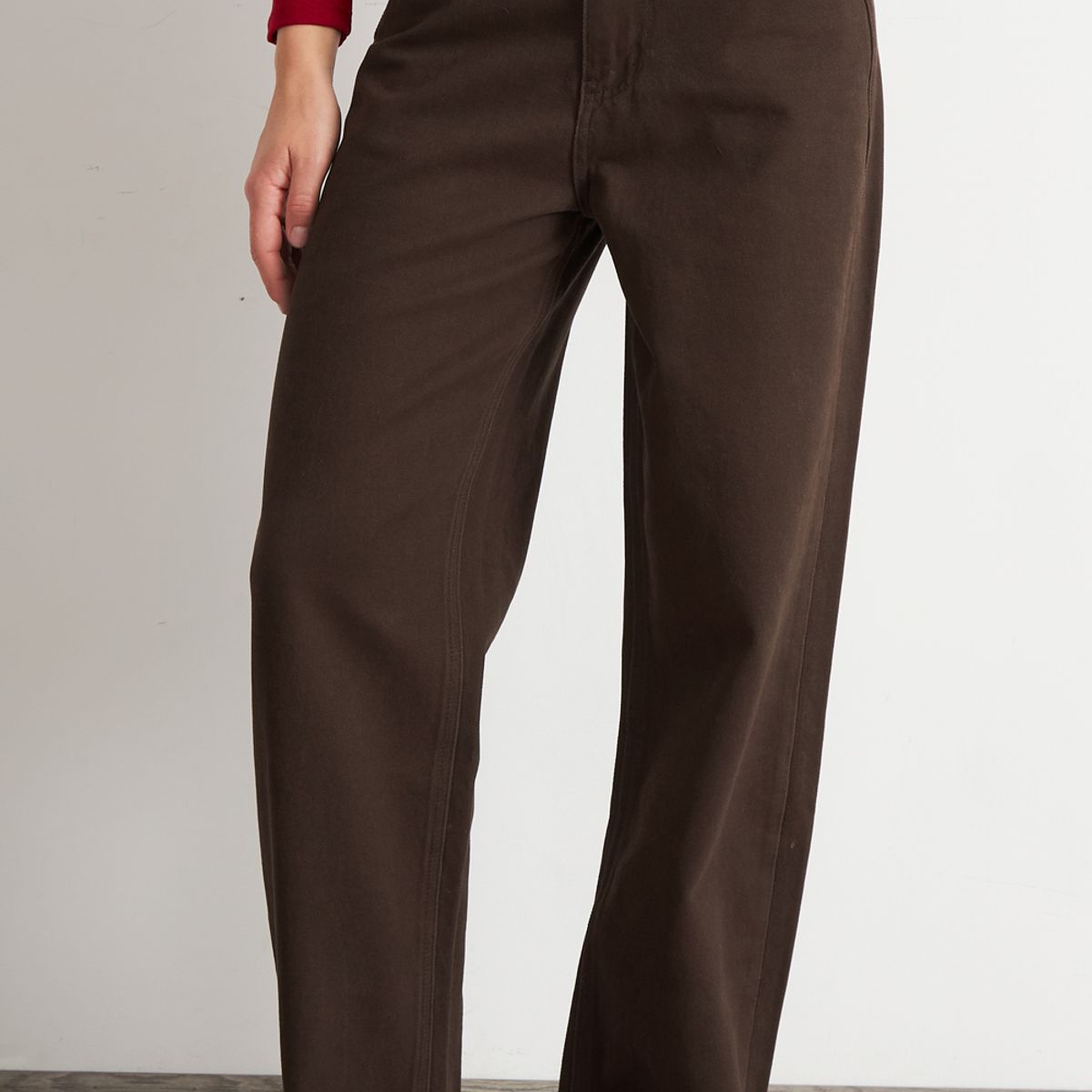 NICOPOLY - Jeans Rectos Tiro Alto Café Nicopoly
