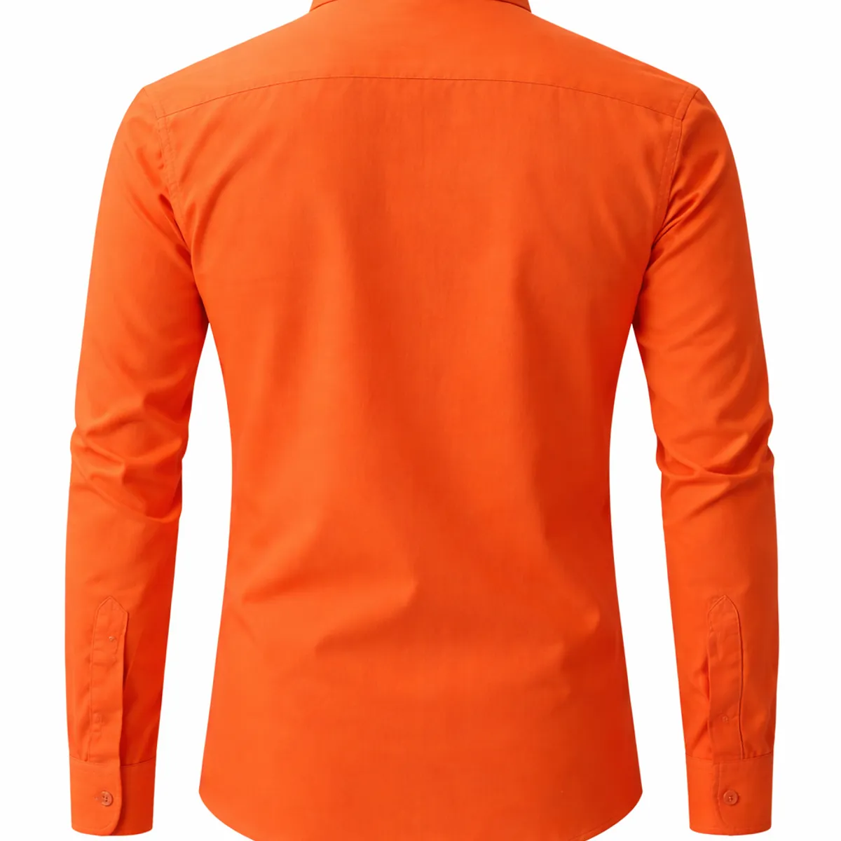 XPRESS RECHARGE - Camisa Hombre Lisa Manga Larga Naranja Elegante Casual Formal
