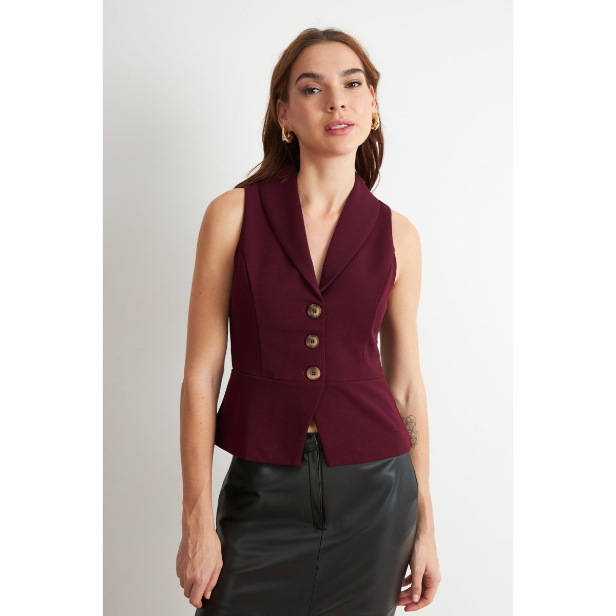 NICOPOLY - Gilet Sastre Entallado Burdeo Nicopoly