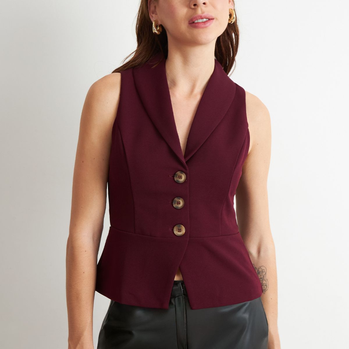 NICOPOLY - Gilet Sastre Entallado Burdeo Nicopoly