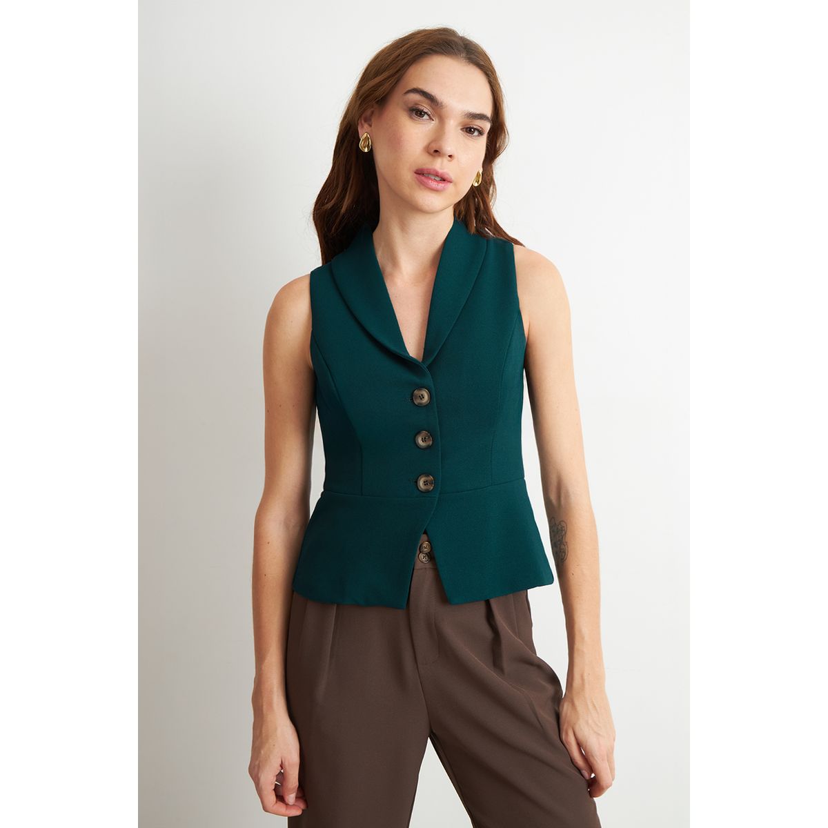 NICOPOLY - Gilet Sastre Entallado Verde Oscuro Nicopoly