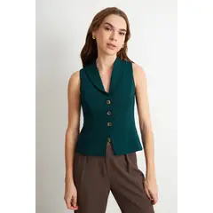 NICOPOLY - Gilet Sastre Entallado Verde Oscuro