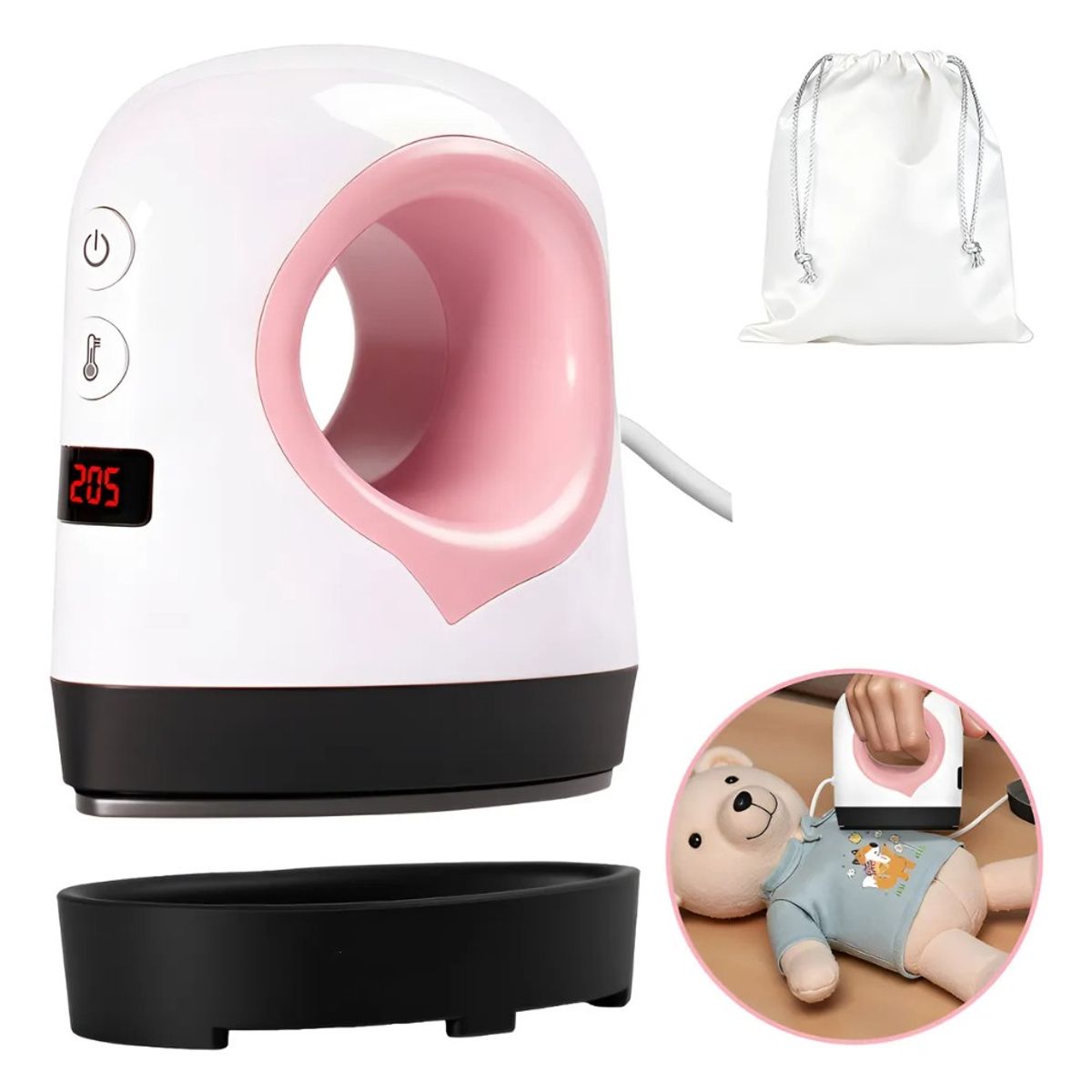 RIOVEO - Mini Plancha Estampadora Transfer Sublimación Blanco Rosa