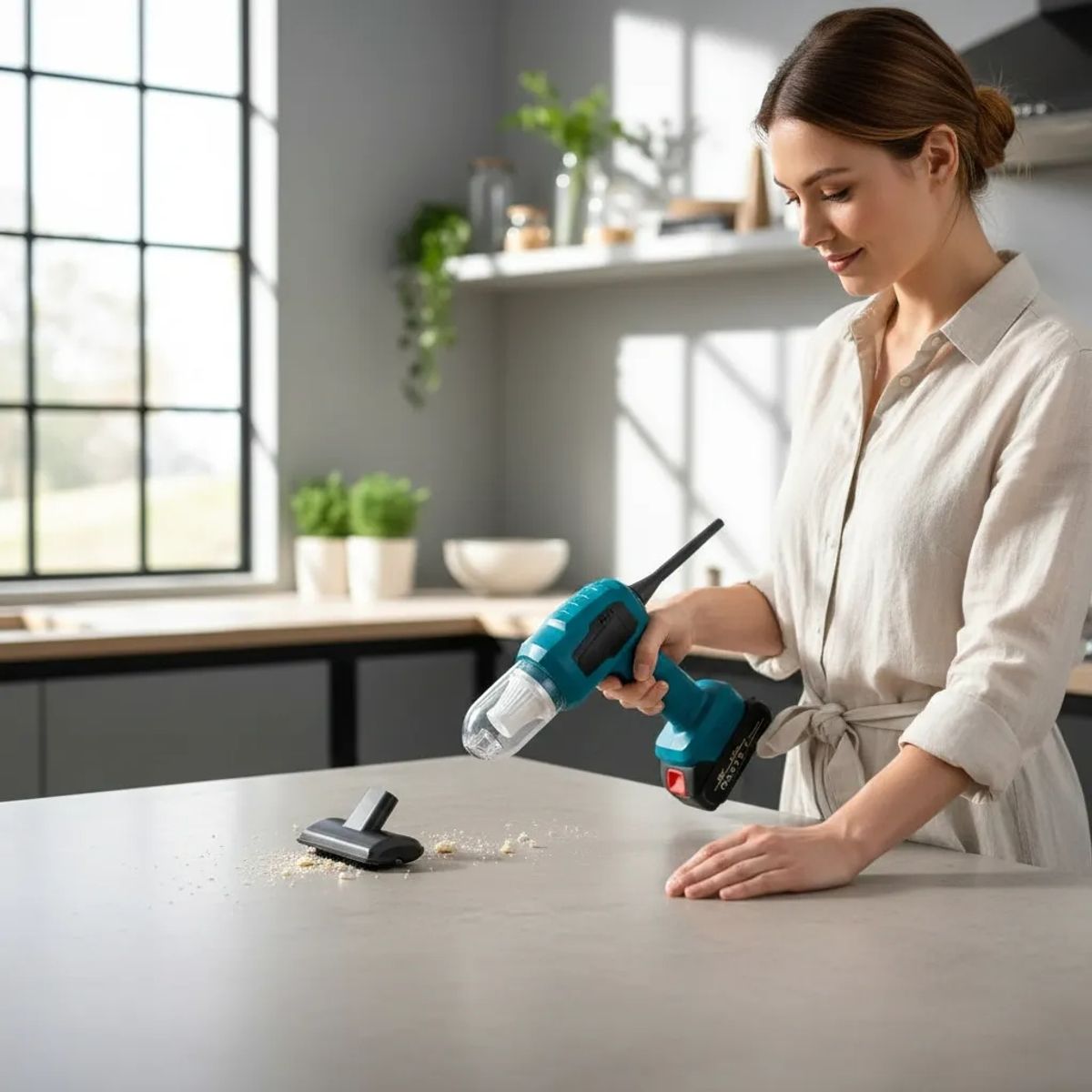 GENERICO - Aspiradora Manual Portatil Recargable Por Usb Con Funcion De Soplado Incluye Boquillas FIGOIMPORT