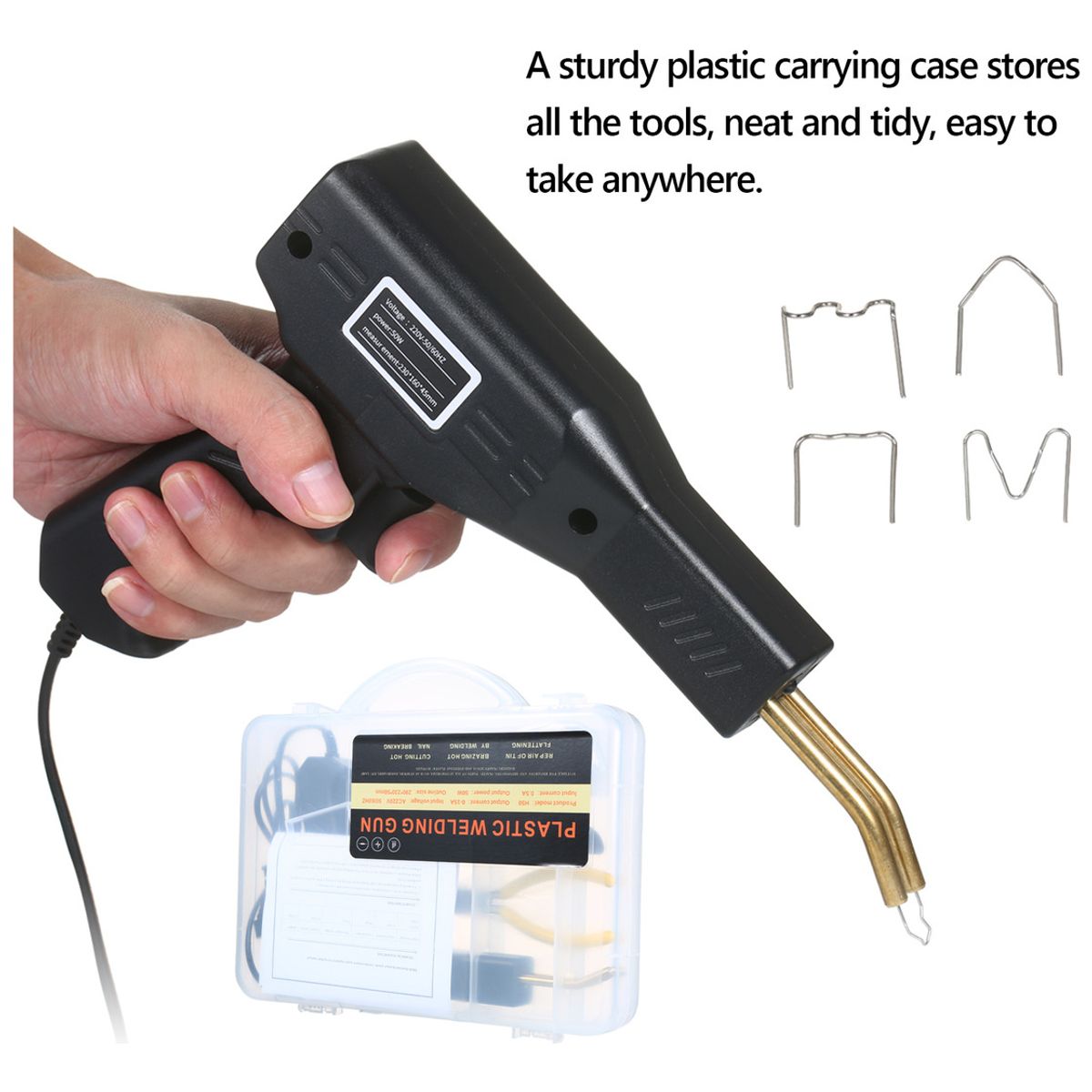 TASBEL - Soldadora Grapadora Plastico Electrica Kit Reparacion Bumper Auto Moto Maletin