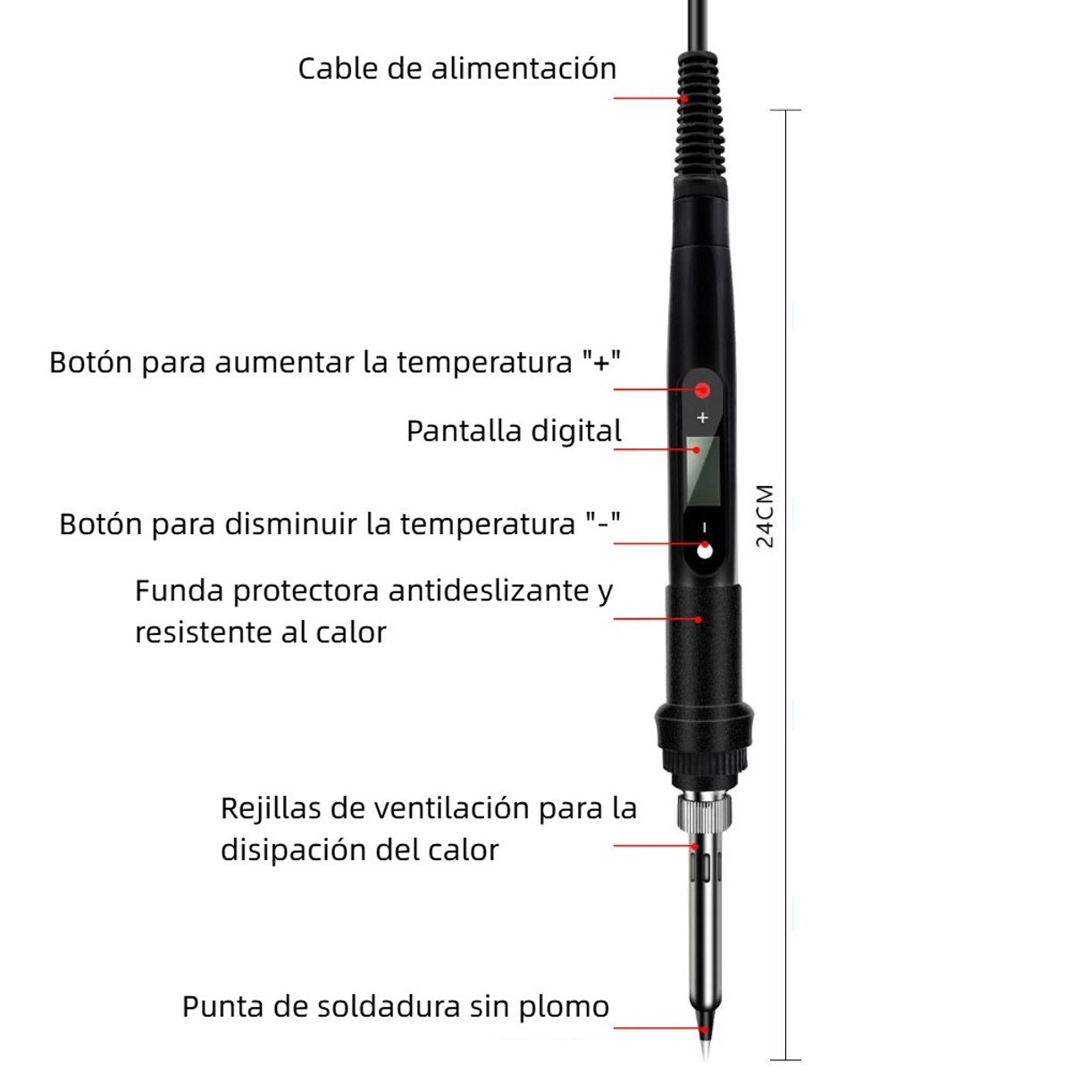 CEGRU - Cautín Lápiz 80w Kit Completo Soldadura Regulable
