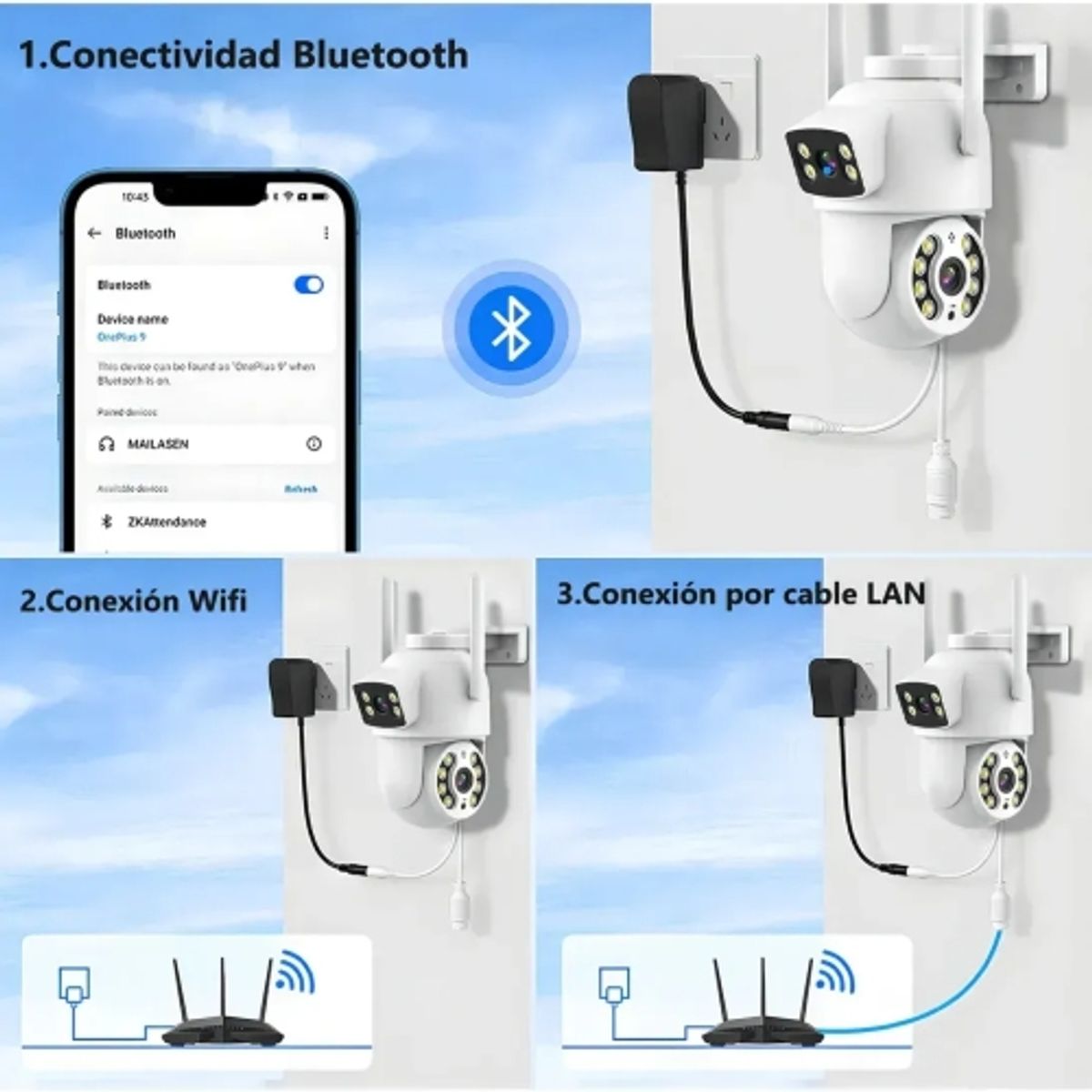 GENERICO - Camaras Set 2 Vigilancia Exterior Doble Lente Wifi 2k Inalambricas Ptz Rotacion 360 Grados FIGO