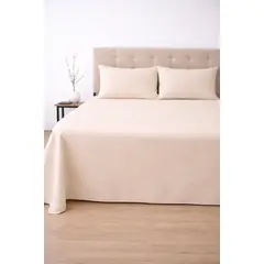 DORAL - Juego De Sábanas Embossed 2 Plazas 210 Hilos Beige