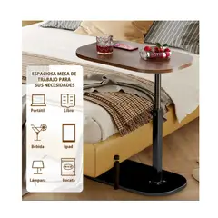 GENERICO - Mesa Auxiliar En Forma De C De Altura Ajustable Giratoria 80X40X30 cm