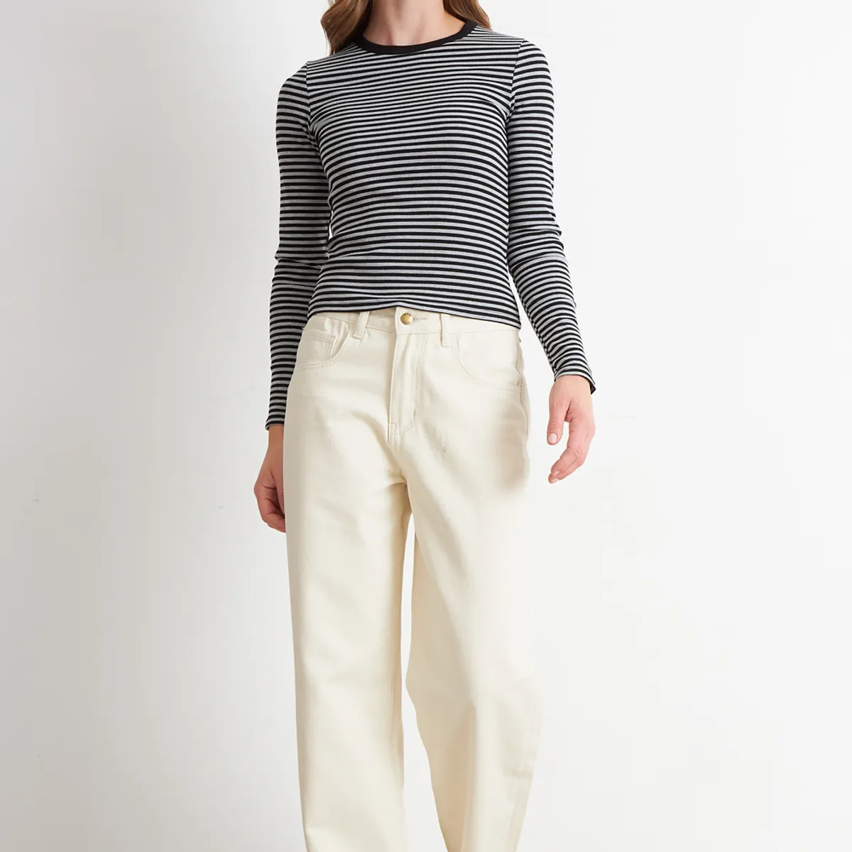 NICOPOLY - Jeans Rectos Tiro Alto Blanco Nicopoly