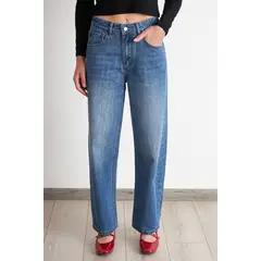 NICOPOLY - Jeans Pierna Recta Azul