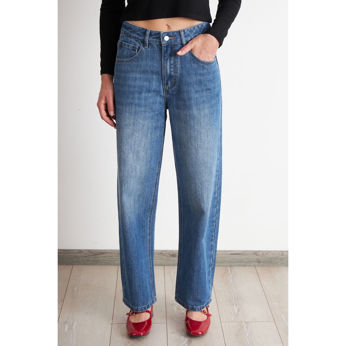 NICOPOLY - Jeans Pierna Recta Azul Nicopoly