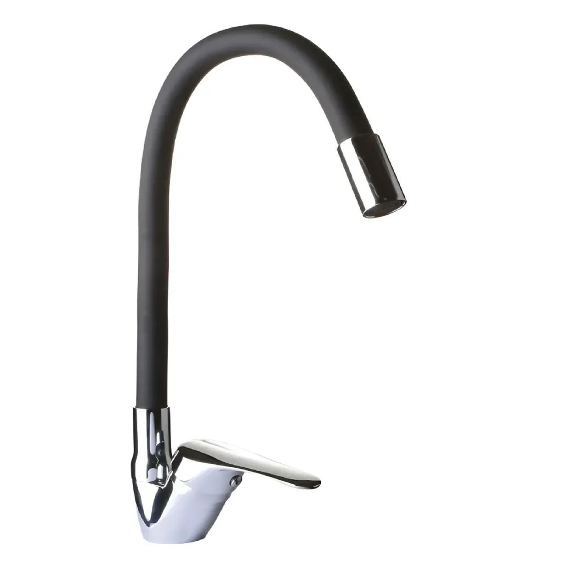HOFFENS - Llave Monomando Lavaplatos Cuello Flexible Negro Hoffens
