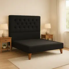 GENERICO - Cama 1.5 Plazas con Respaldo Premium y Base Incluida Diseño Elegante y Máxima Comodidad