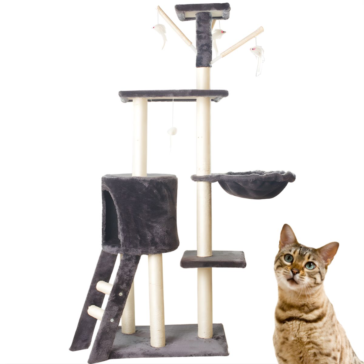 PET BED - Árbol Rascador Para Gatos Torre Multifuncional 135 cm