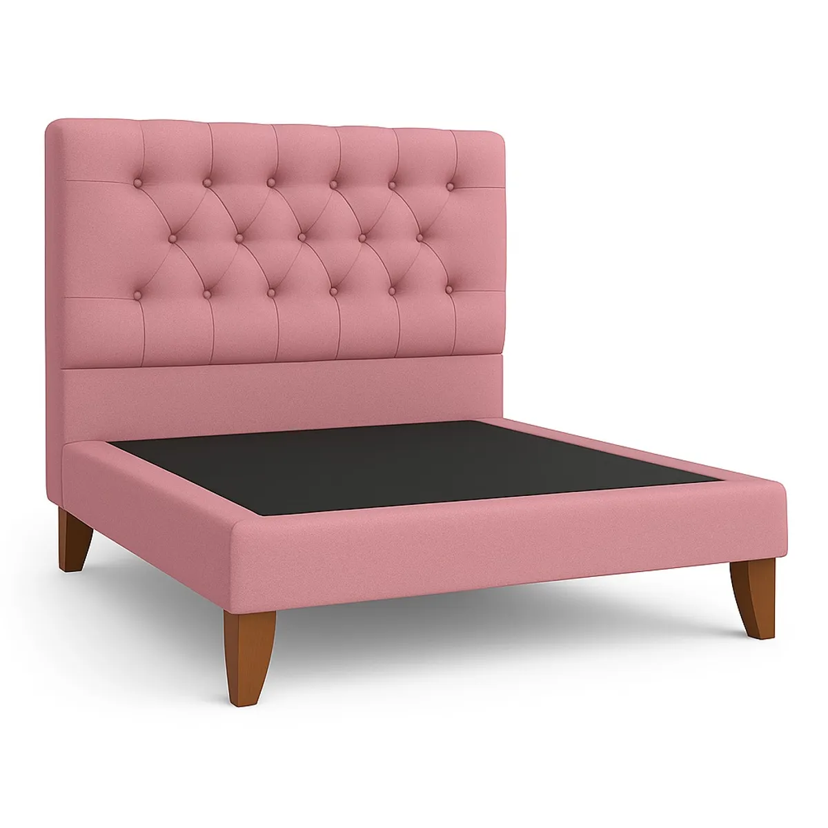 GENERICO - Cama Plaza y Media Rosado CapitoneRespaldo Acolchado + Base Firme Diseño Moderno y Descanso Superior
