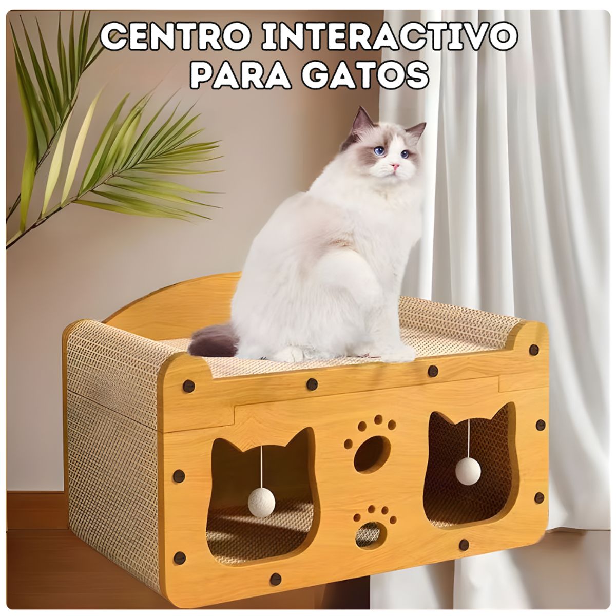 PET BED - Casa Rascador Para Gatos De Cartón Con Juguetes